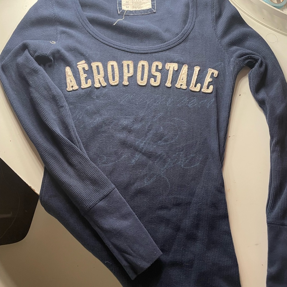 Aeropostale Women's Blue Long Sleeve Bodysuit